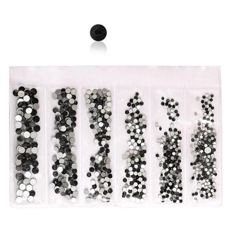 1440Pcs Glitter Rhinestones Crystal Clear Flat Bottom Glass Nail Art Nail Drill - Yellow