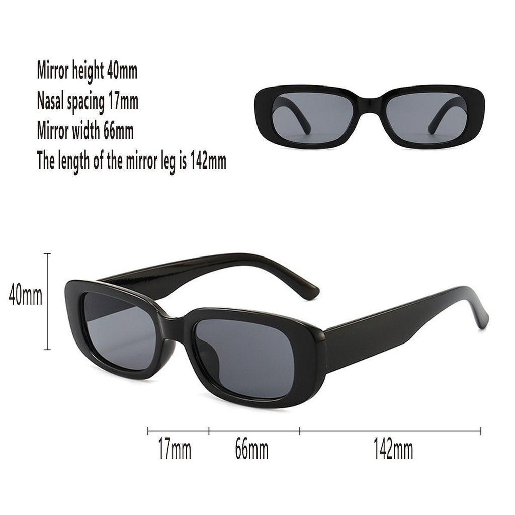 Unisex Fashion Small Frame Sunglasses Colorful Rectangle Glasses Shades Goggles - Champagne Frame+Brown Lens