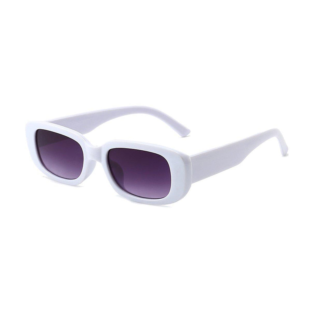 Unisex Fashion Small Frame Sunglasses Colorful Rectangle Glasses Shades Goggles - Champagne Frame+Brown Lens