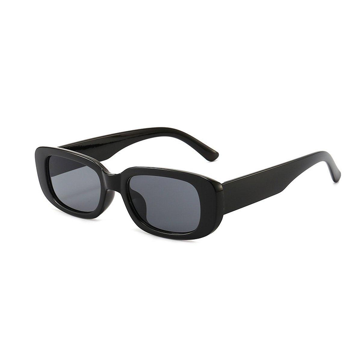 Unisex Fashion Small Frame Sunglasses Colorful Rectangle Glasses Shades Goggles - Champagne Frame+Brown Lens