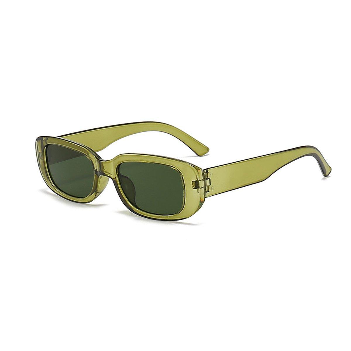 Unisex Fashion Small Frame Sunglasses Colorful Rectangle Glasses Shades Goggles - Champagne Frame+Brown Lens