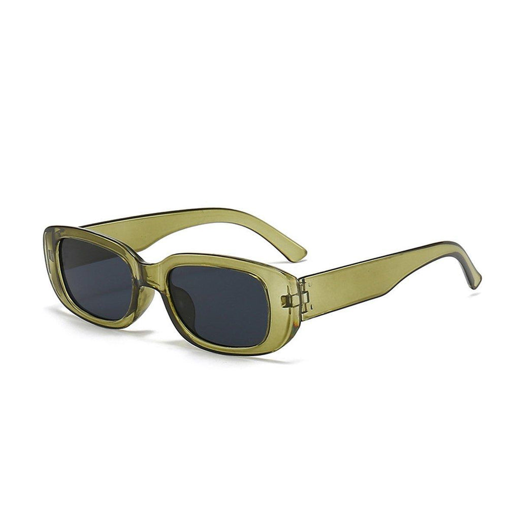 Unisex Fashion Small Frame Sunglasses Colorful Rectangle Glasses Shades Goggles - Champagne Frame+Brown Lens