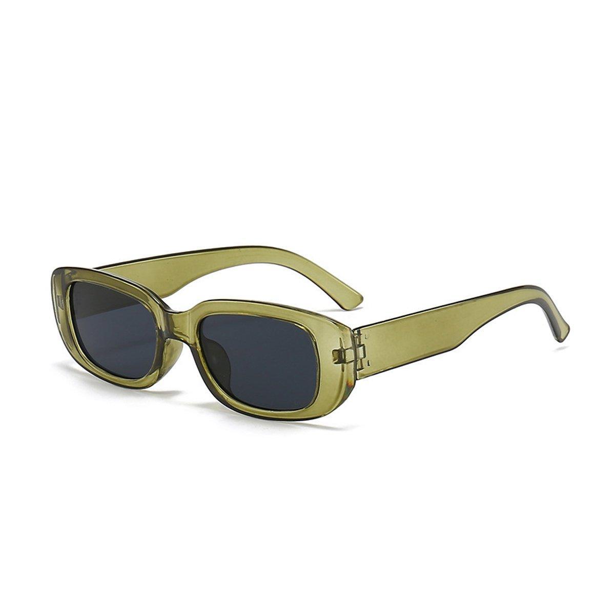 Unisex Fashion Small Frame Sunglasses Colorful Rectangle Glasses Shades Goggles - Champagne Frame+Brown Lens