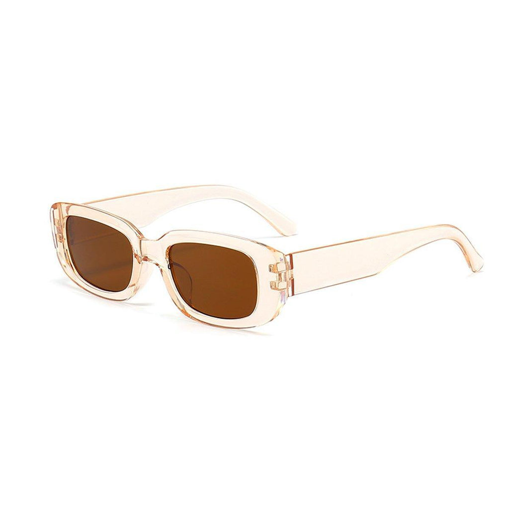 Unisex Fashion Small Frame Sunglasses Colorful Rectangle Glasses Shades Goggles - White Frame+Black Lens
