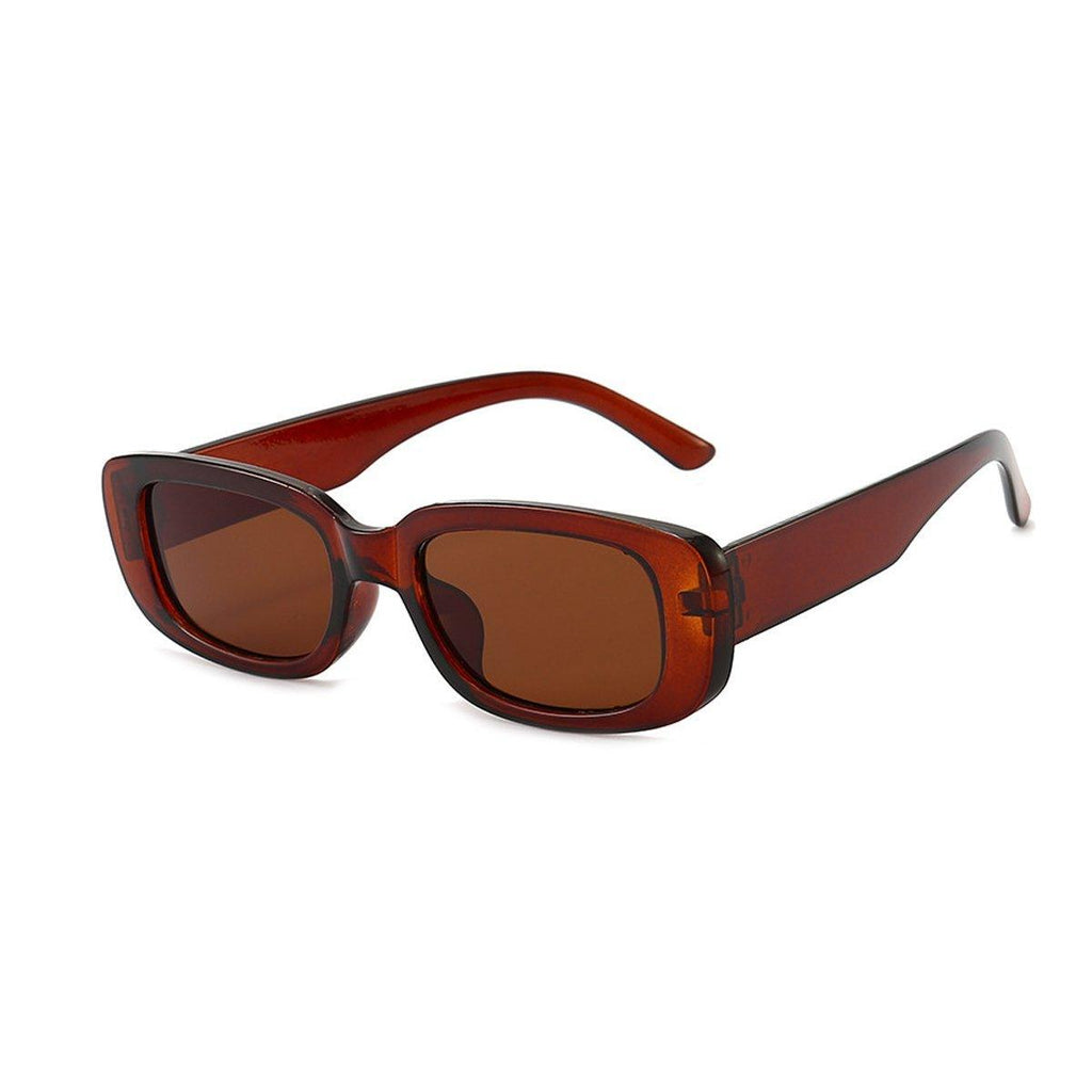 Unisex Fashion Small Frame Sunglasses Colorful Rectangle Glasses Shades Goggles - White Frame+Black Lens