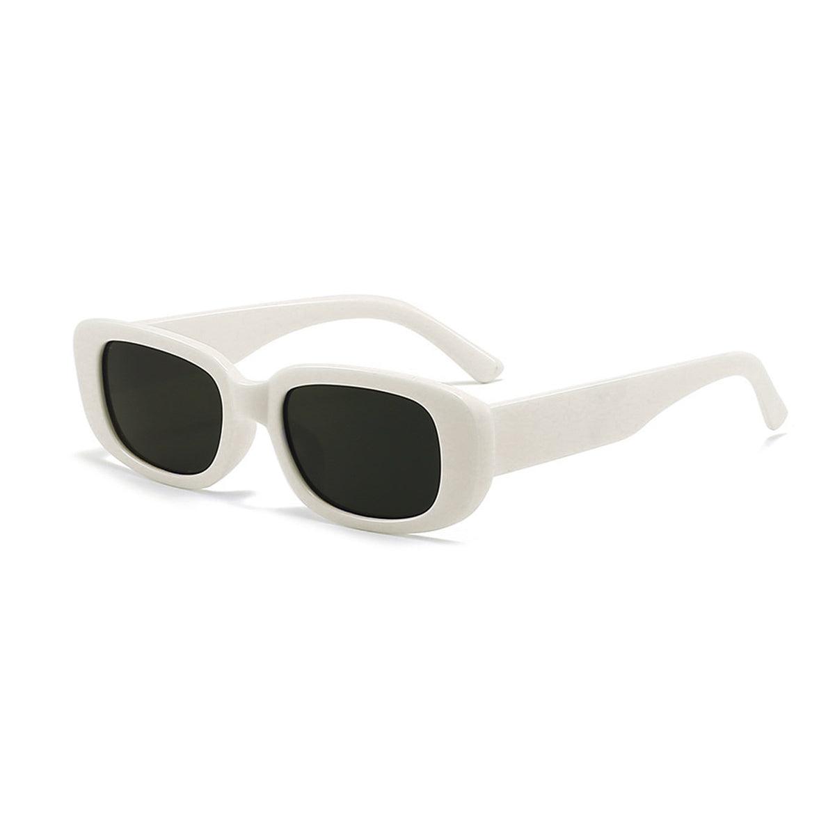 Unisex Fashion Small Frame Sunglasses Colorful Rectangle Glasses Shades Goggles - Black Frame+Black Lens
