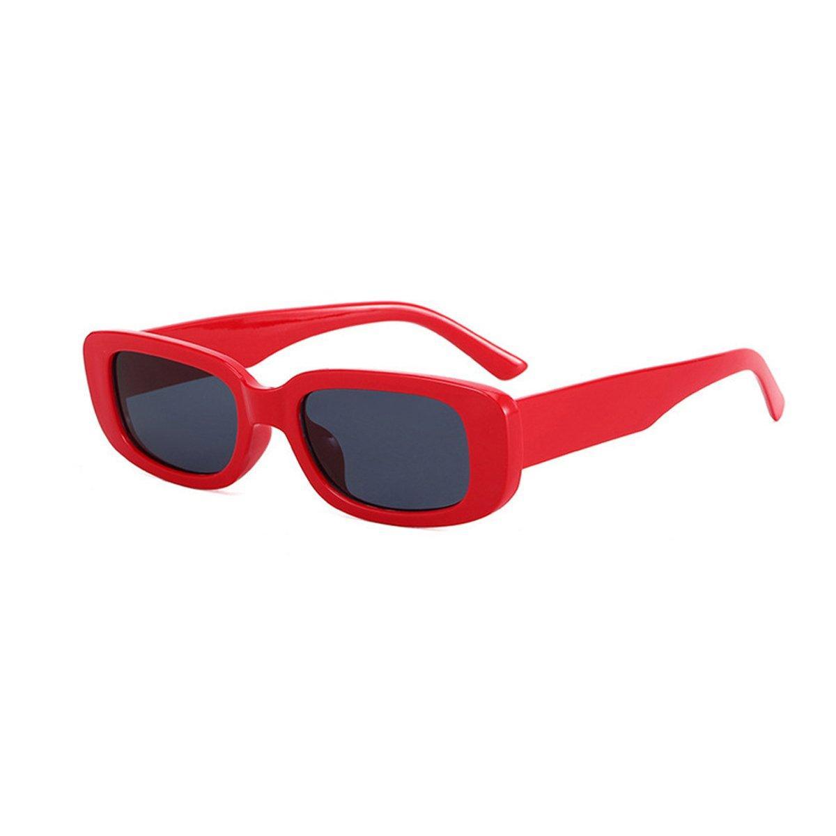 Unisex Fashion Small Frame Sunglasses Colorful Rectangle Glasses Shades Goggles - White Frame+Purple Lens