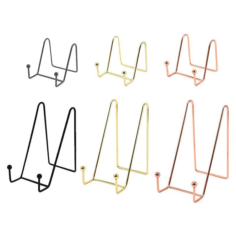 Iron Display Stand Dish Rack-Plate Bowl Picture Frame Photo Book Pedestal Holder - Rose Gold-L