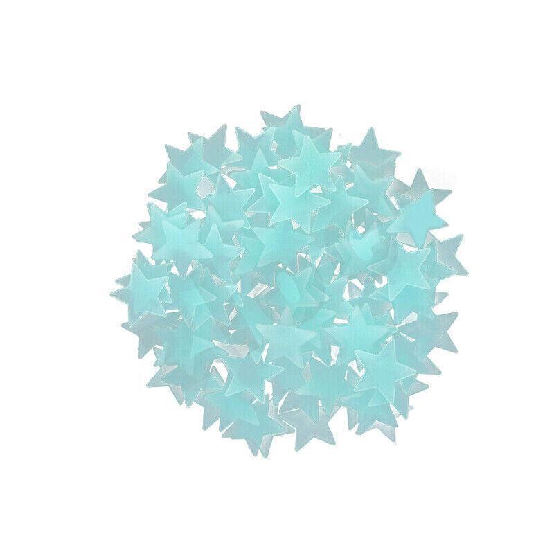 100 Pieces Glow-in-the-Dark Luminous Star Wall Stickers for Bedroom or Ceiling Decor - Yellow