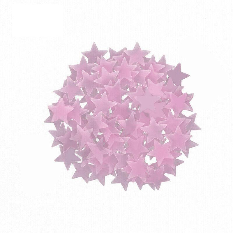 100 Pieces Glow-in-the-Dark Luminous Star Wall Stickers for Bedroom or Ceiling Decor - Yellow