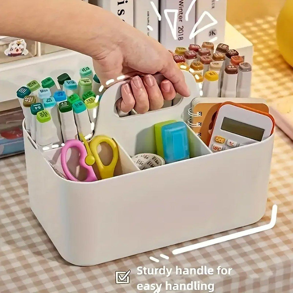 Multi Functional Desktop Organizer Compartmentalized Storage Box Portable Basket - Pink