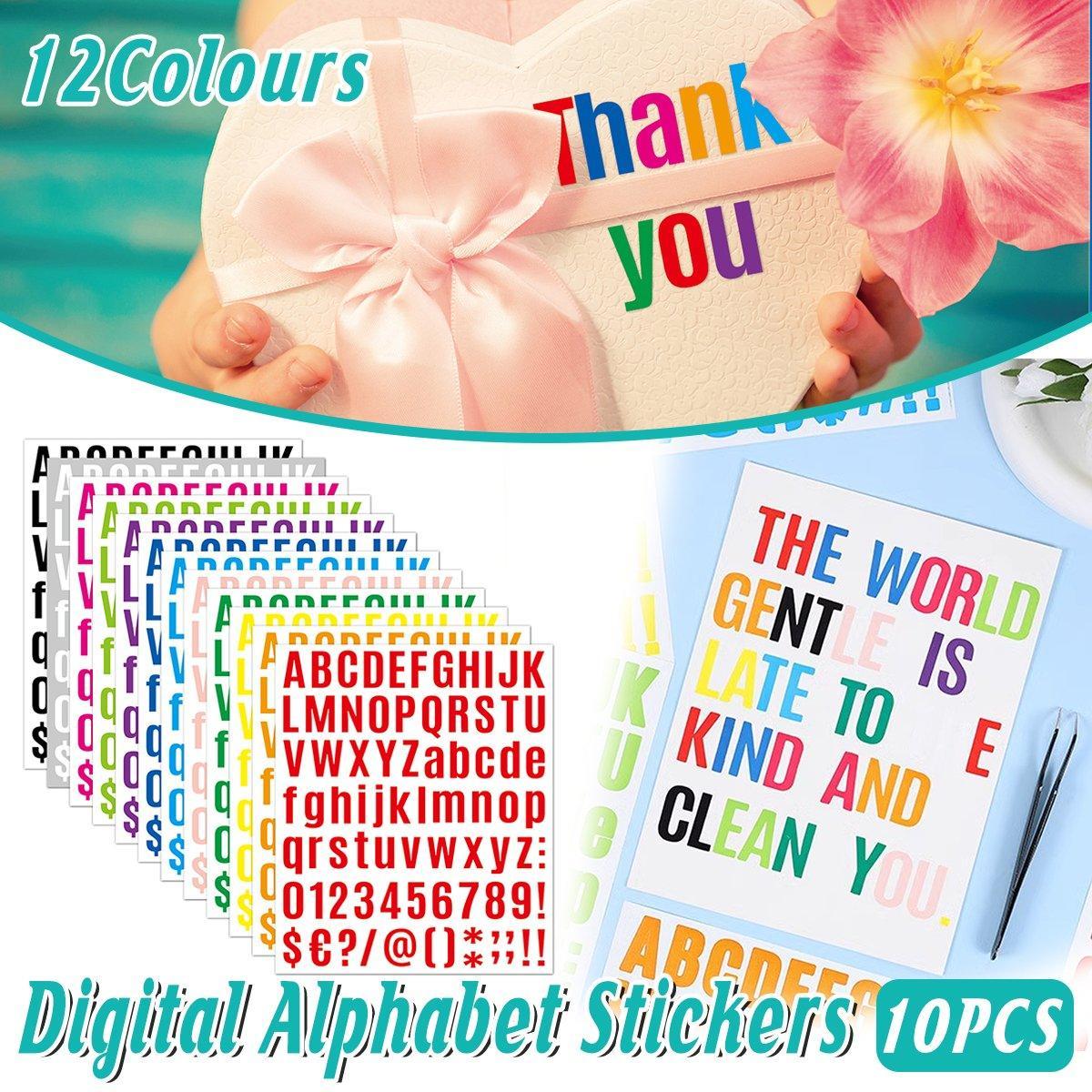 10pcs Letter Stickers Colorful DIY Scrapbooking Water Bottle Greeting Cards - Dark Green