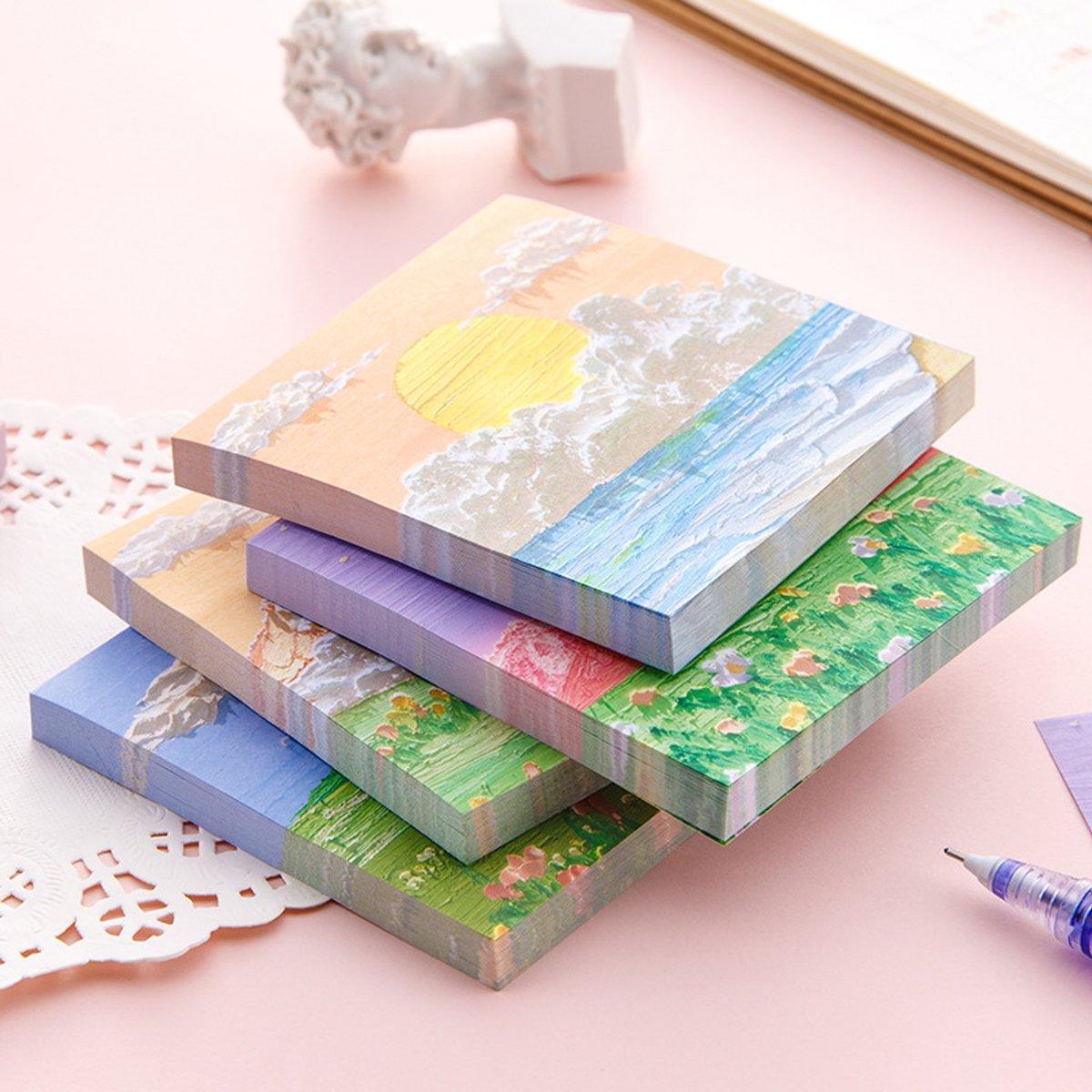 800 Sheets Colorful Oil Painting Sticky Notes Memo Pads Self-Adhesive Notes - 2#