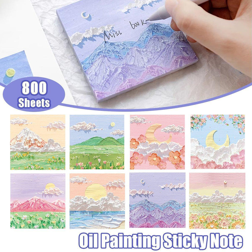 800 Sheets Colorful Oil Painting Sticky Notes Memo Pads Self-Adhesive Notes - 3#
