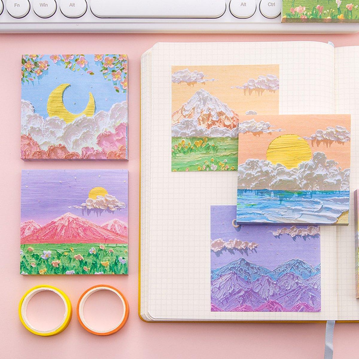 800 Sheets Colorful Oil Painting Sticky Notes Memo Pads Self-Adhesive Notes - 7#
