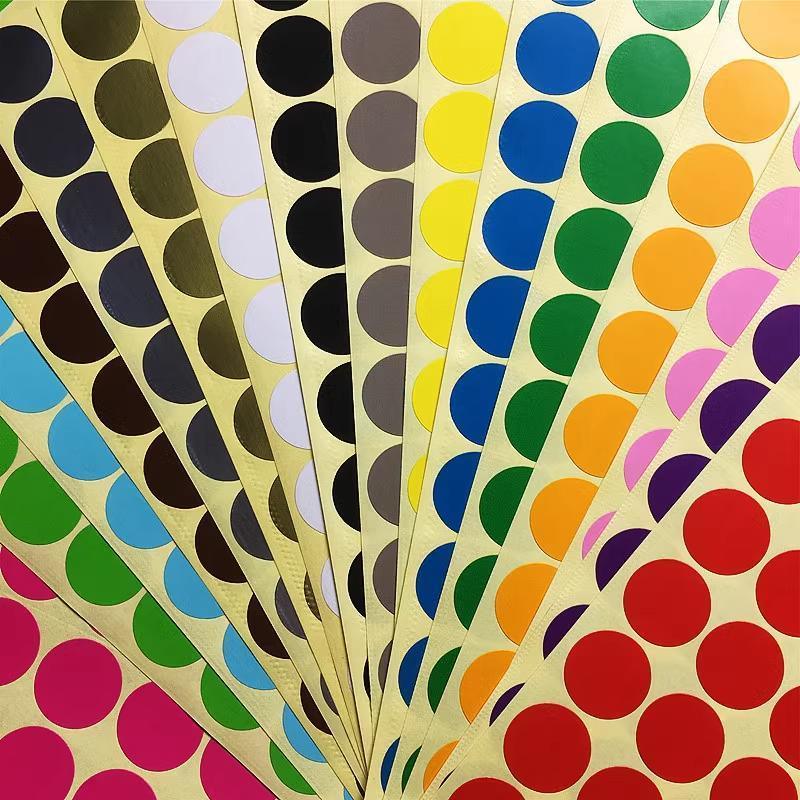 8mm to 50mm Round Dot Stickers Coloured Paper Labels Circles Dot Adhesive Sticky - 13mm 132 Dots -16 Sheets