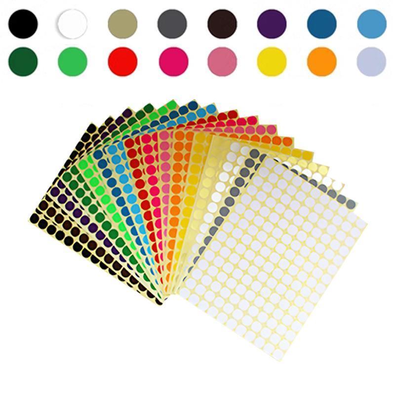 8mm to 50mm Round Dot Stickers Coloured Paper Labels Circles Dot Adhesive Sticky - 13mm 132 Dots -16 Sheets