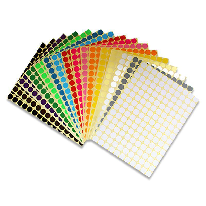 8mm to 50mm Round Dot Stickers Coloured Paper Labels Circles Dot Adhesive Sticky - 25mm 40 Dots -16 Sheets