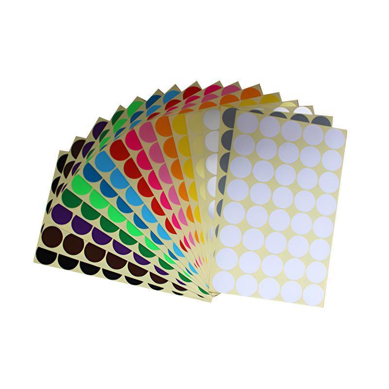 8mm to 50mm Round Dot Stickers Coloured Paper Labels Circles Dot Adhesive Sticky - 50mm 8 Dots -16 Sheets