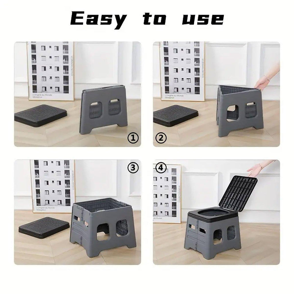 Outdoor Travel Toilet Portable Folding Stool Seat for Camping Hiking and Outdoor - Grey