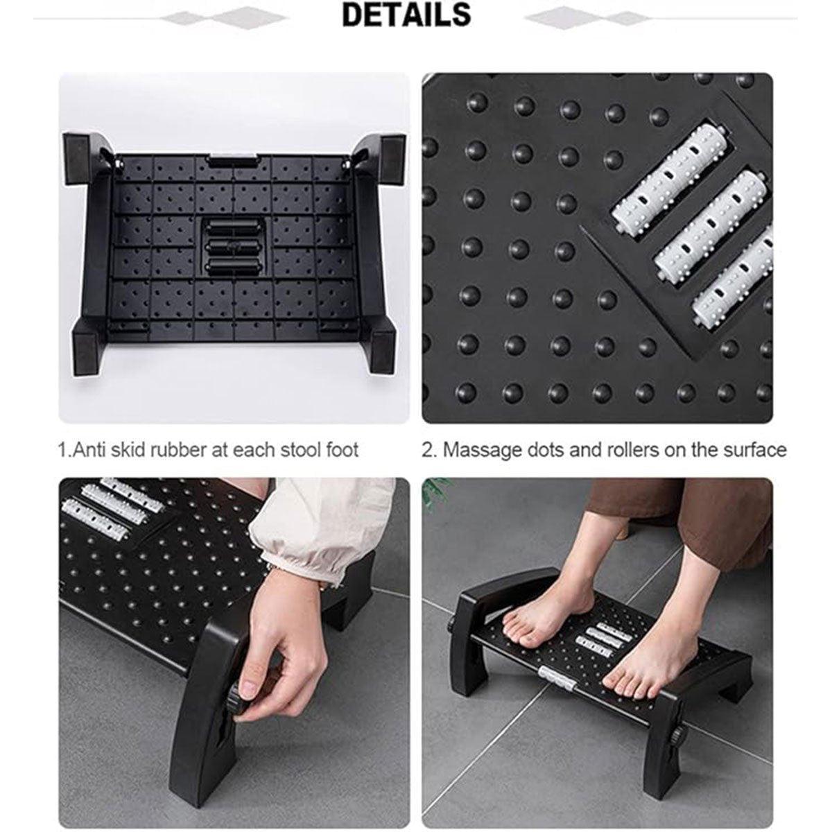 1PC Adjustable Office Foot Rest Pedal Stool Sofa Leg Support for Home or Desk Use - Grey
