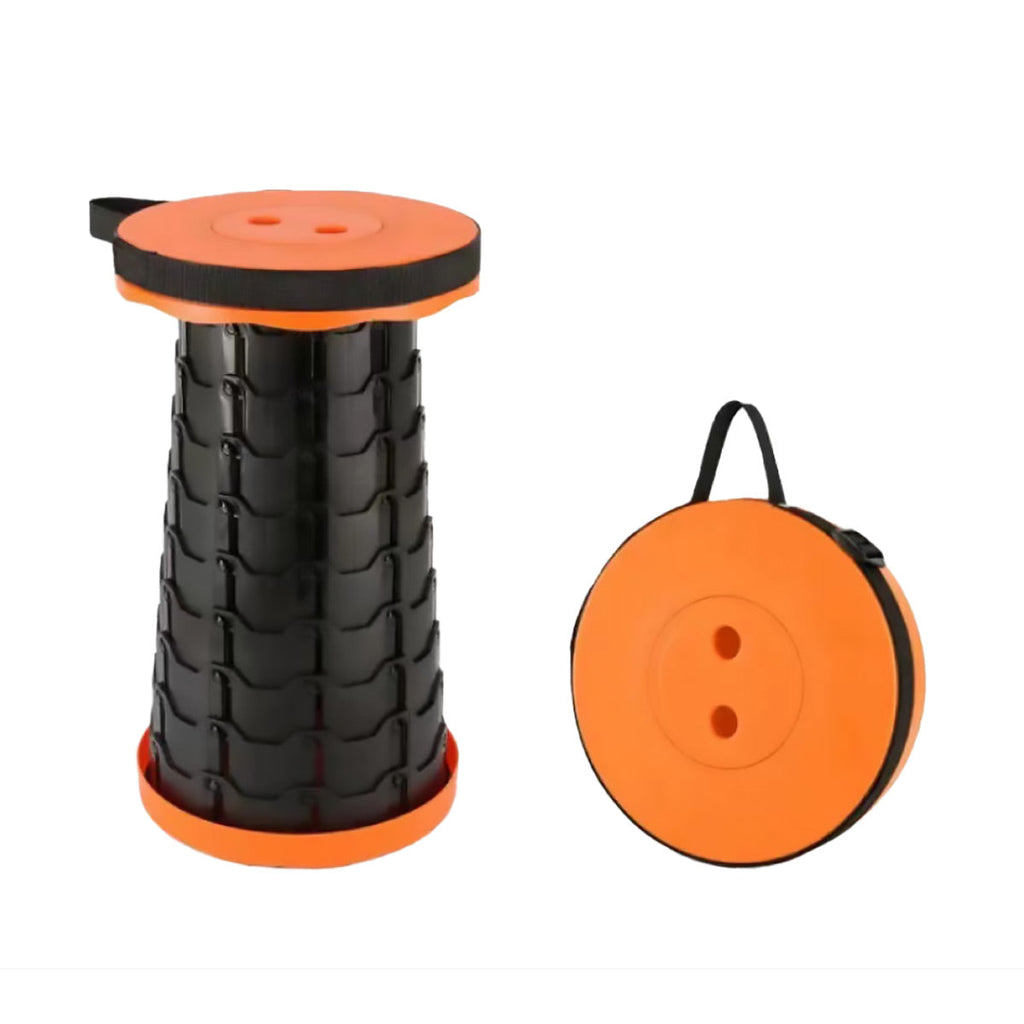 Portable Telescopic Folding Stool Travel Outdoor Seat Compact Retractable Chair - Orange