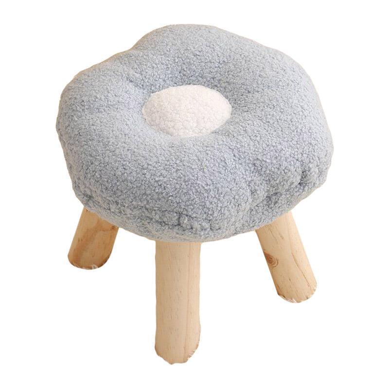 Small Flower Short Stool for Entryway or Living Room Shoe Bench or Footrest - White