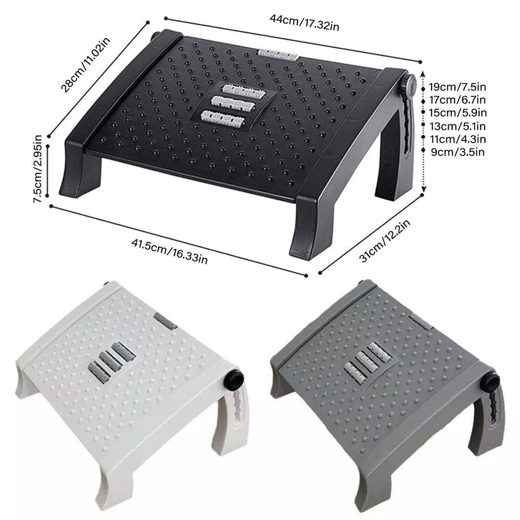 1PC Adjustable Office Foot Rest Pedal Stool Sofa Leg Support for Home or Desk Use - White