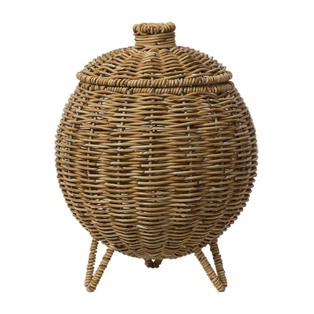 Hand Woven Storage Container with Lid Tabletop Basket Sundries Holder Organizer - Without Legs