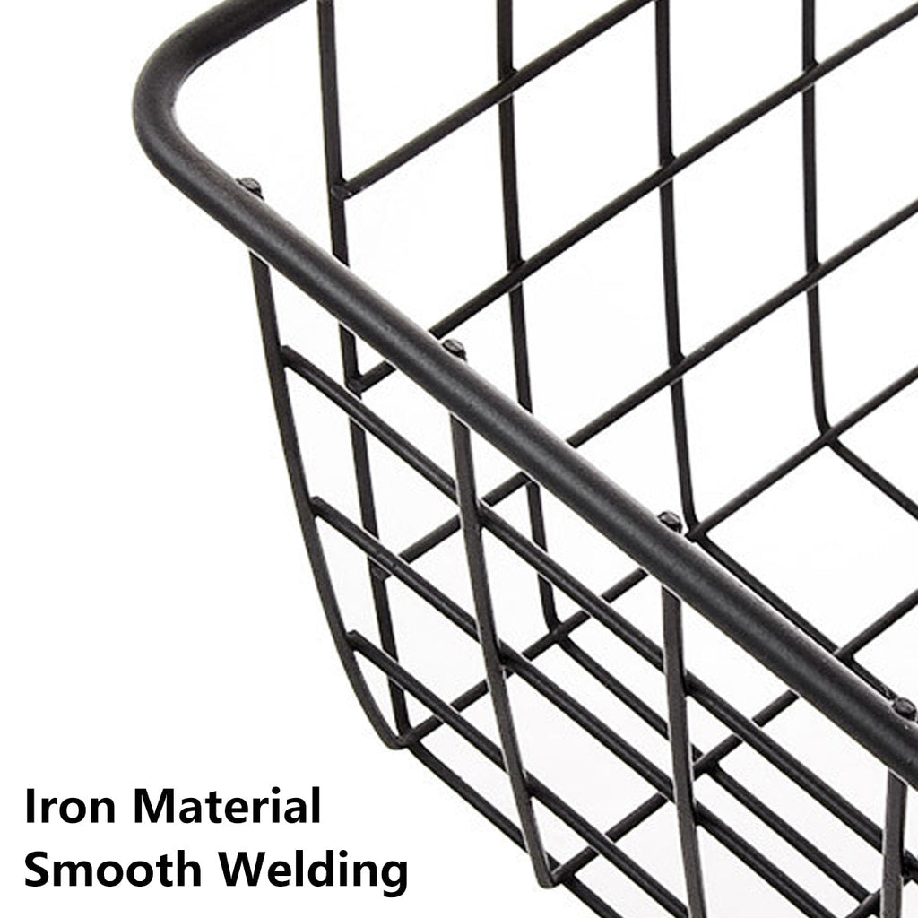 2pcs Wire Storage Basket Durable Metal Kitchen Cabinet Pantry Office Organiser