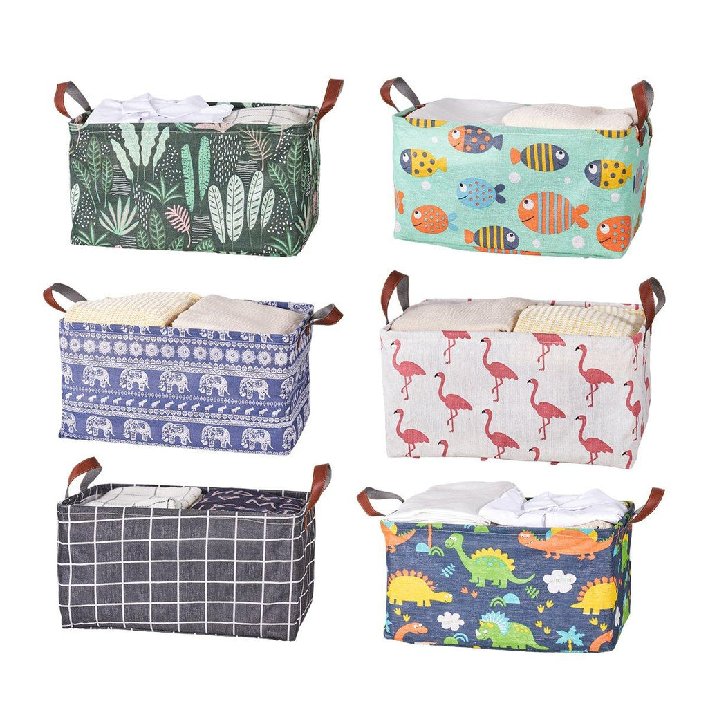 2pcs Foldable Cotton Linen Storage Baskets Home Organizer Box Office Supplies - Haig