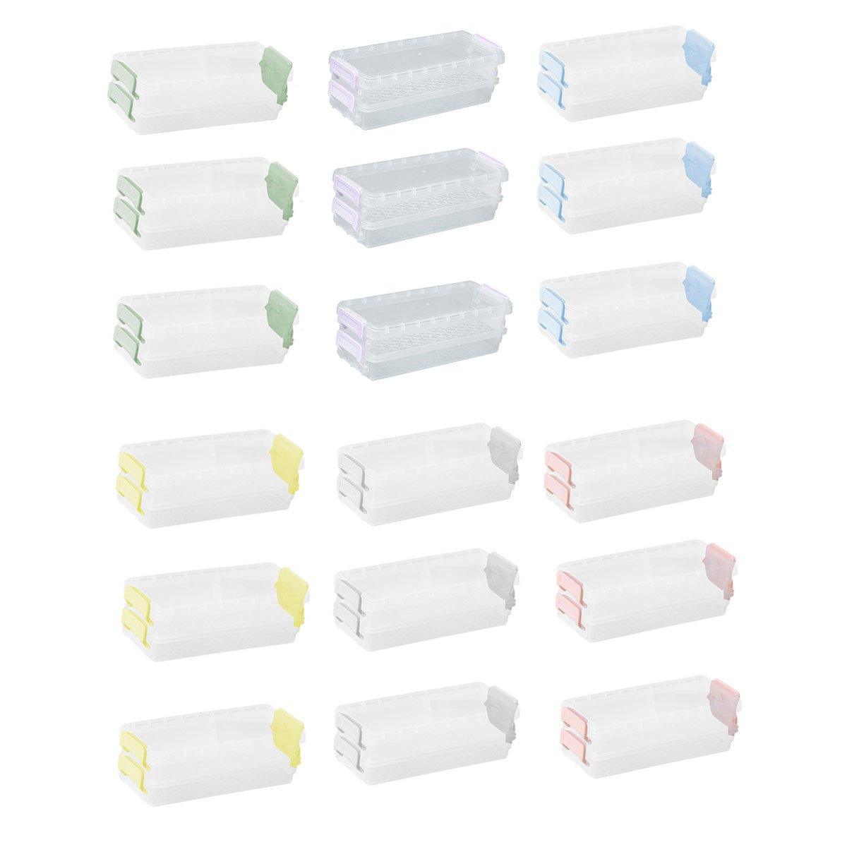3PCS Clear Plastic Desktop Storage Box 2 Layer Holder DIY Stationery Pencil Case - Green