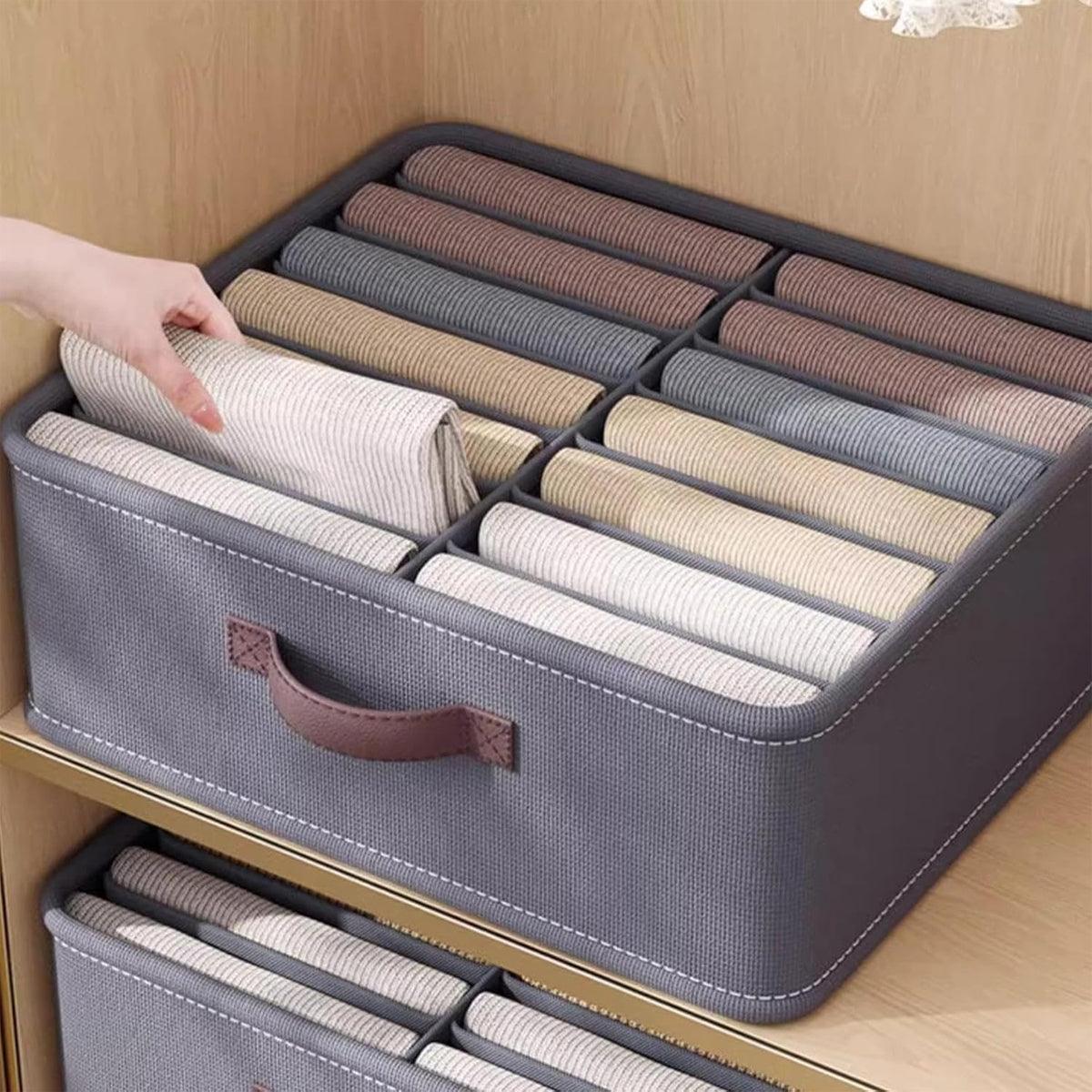 Closet Organizers Storage Bins Portable Washable Organizer for Clothing Socks - Beige-24 Grids