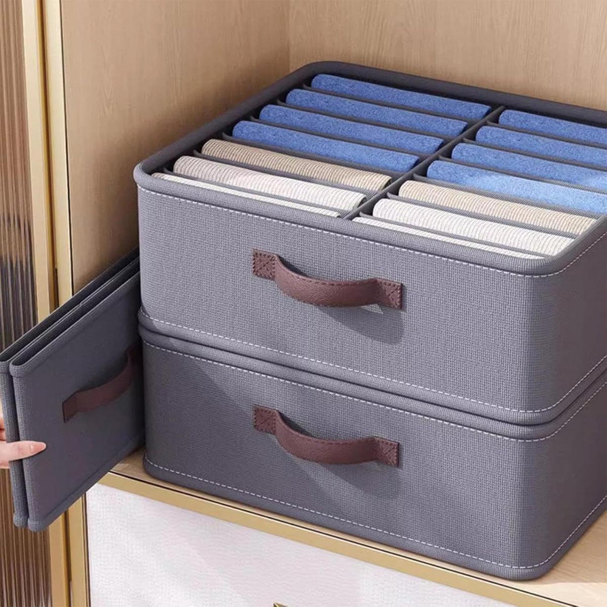 Closet Organizers Storage Bins Portable Washable Organizer for Clothing Socks - Grey-16 Grids