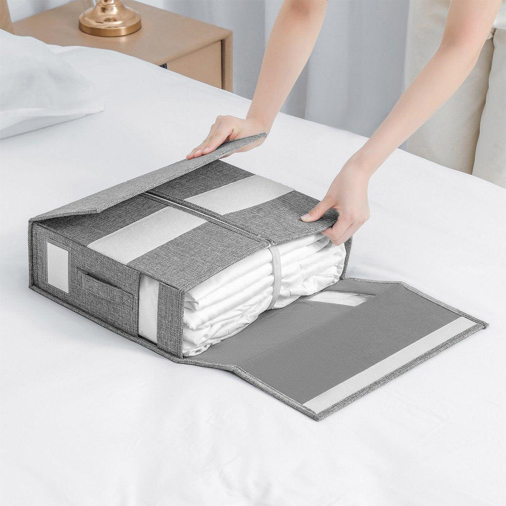 Fabric Storage Box Set Bedding Organizer Closet Blanket Quilt Storage Containers - Grey