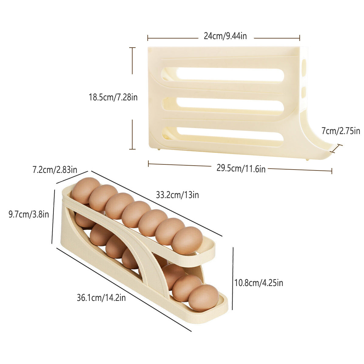 Automatic Scrolling Egg Holder 2/4-Tier Storage Box Container for Refrigerator - White (4-Tier)