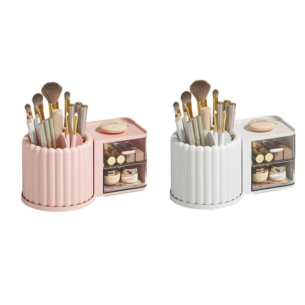 Rotating Cosmetic Pen Holder Dustproof Waterproof Storage Box Sanitary Organizer - White