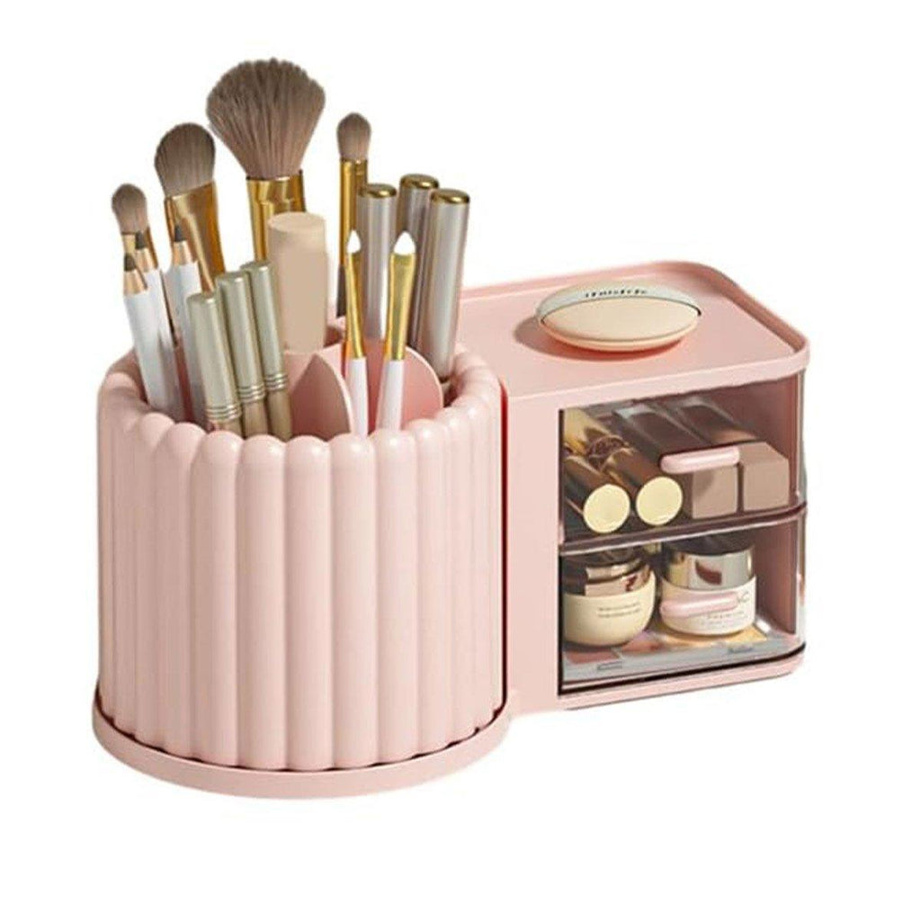 Rotating Cosmetic Pen Holder Dustproof Waterproof Storage Box Sanitary Organizer - White