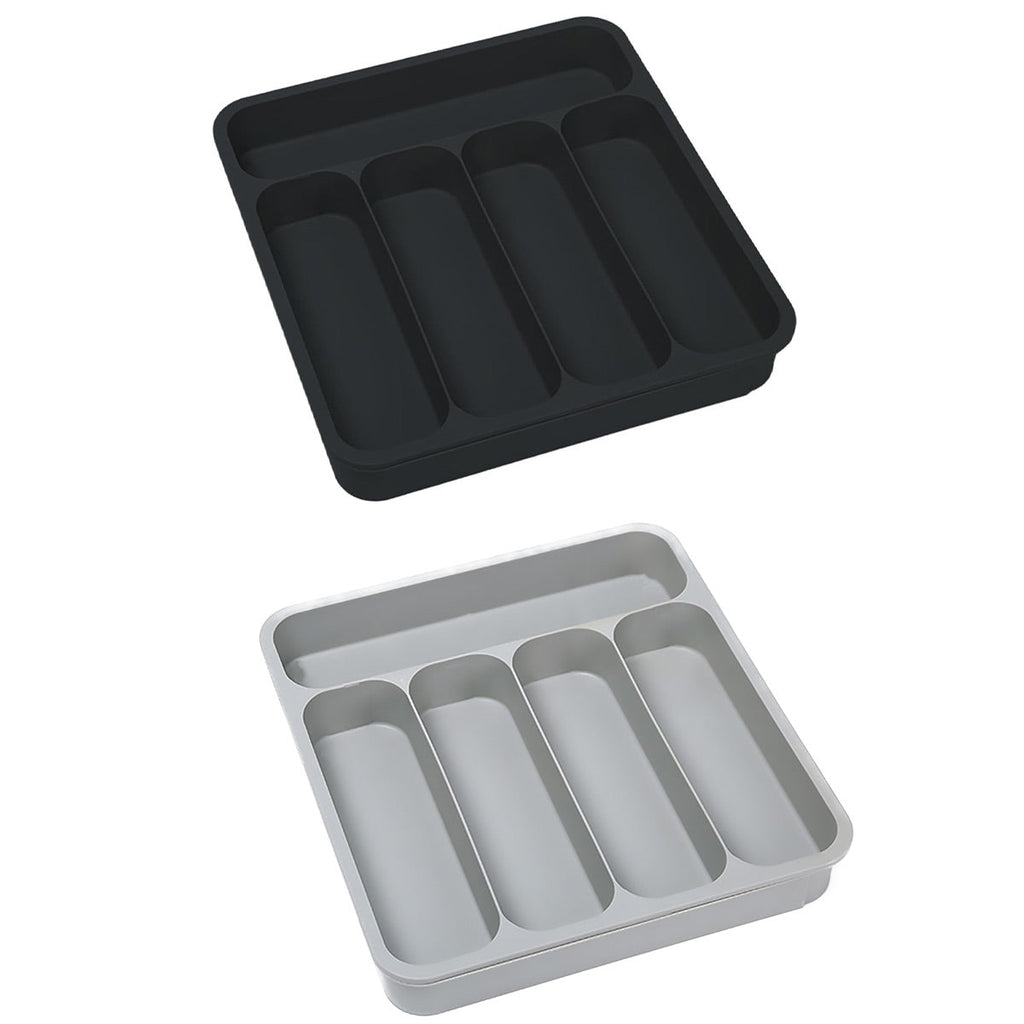 Expandable Cutlery Drawer Organizer Adjustable 6 Slot Kitchen Utensil Tray - Grey