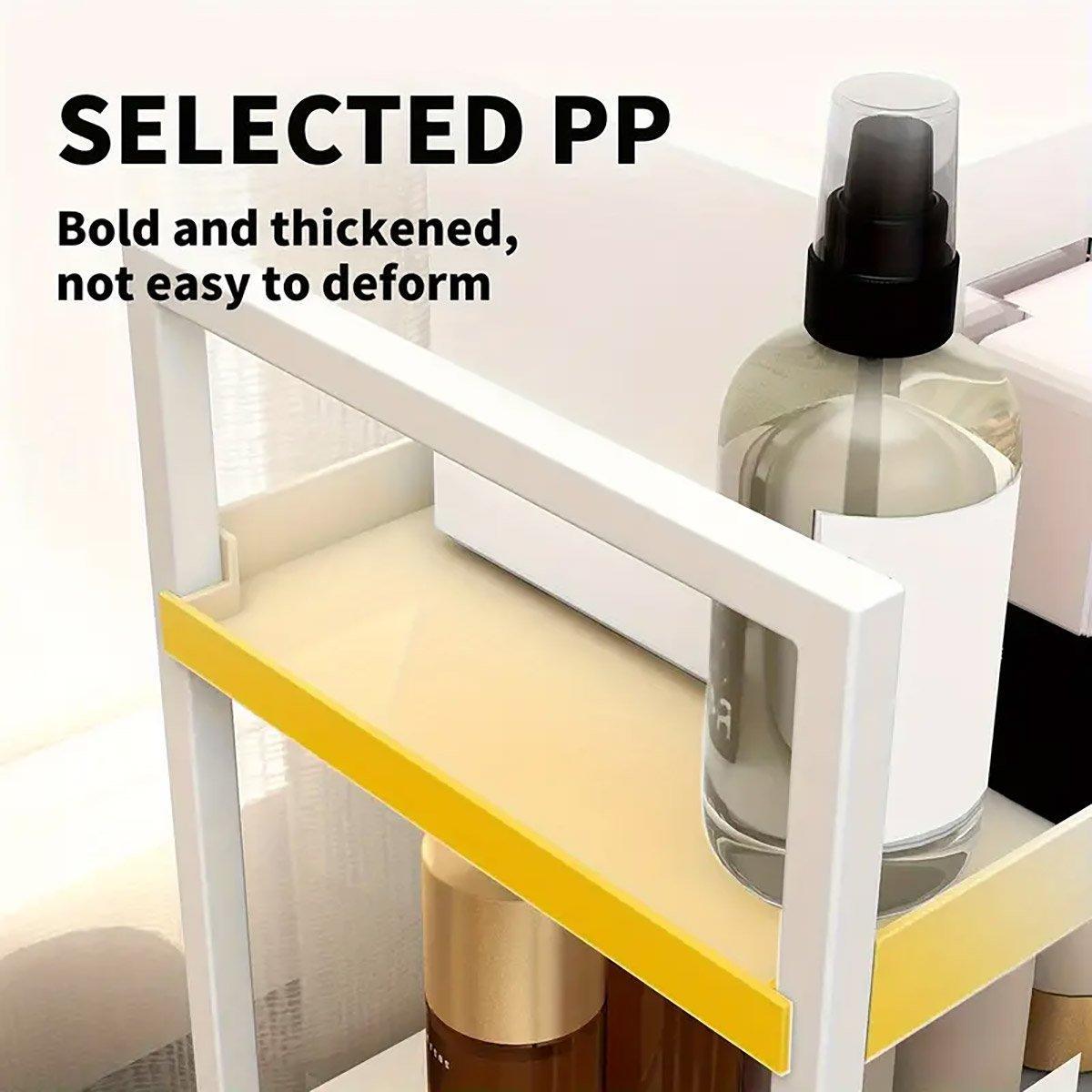 Multi-layer Cosmetic Storage Rack Desktop Organizer for Bathroom Dormitory Use - White
