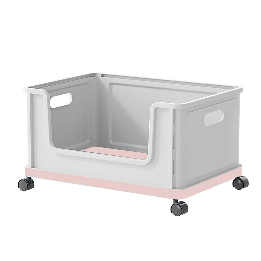 Under Desk Book Storage Box with Wheels Movable Classroom Student Organiser Rack - White