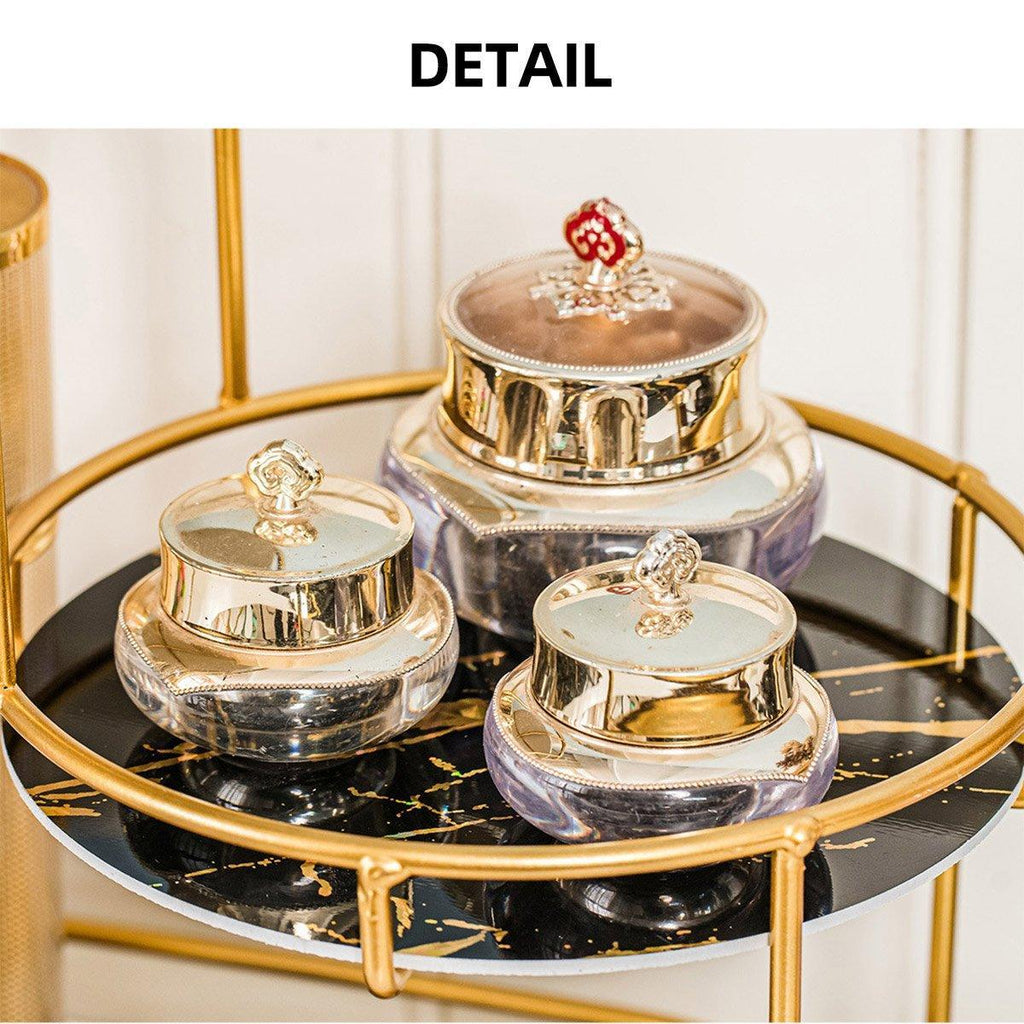 Round Multi-Tier Metal Storage Rack for Bathroom Vanity Kitchen Storage Rack - White