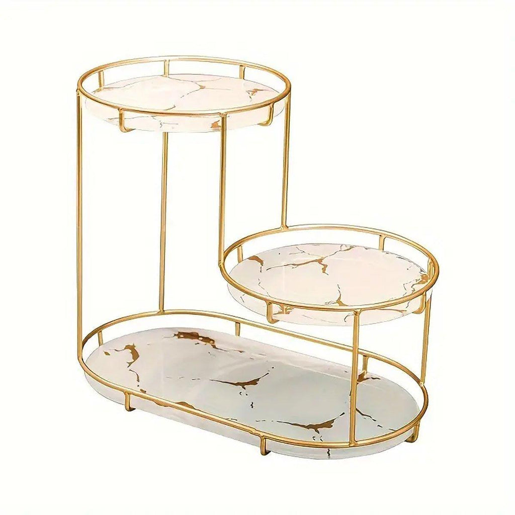 Round Multi-Tier Metal Storage Rack for Bathroom Vanity Kitchen Storage Rack - White
