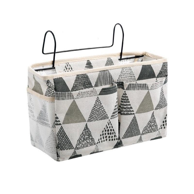 Hanging Bedside Storage Caddy with Pockets for Bunk Bed Dorm Couch Organizing - Black Grid