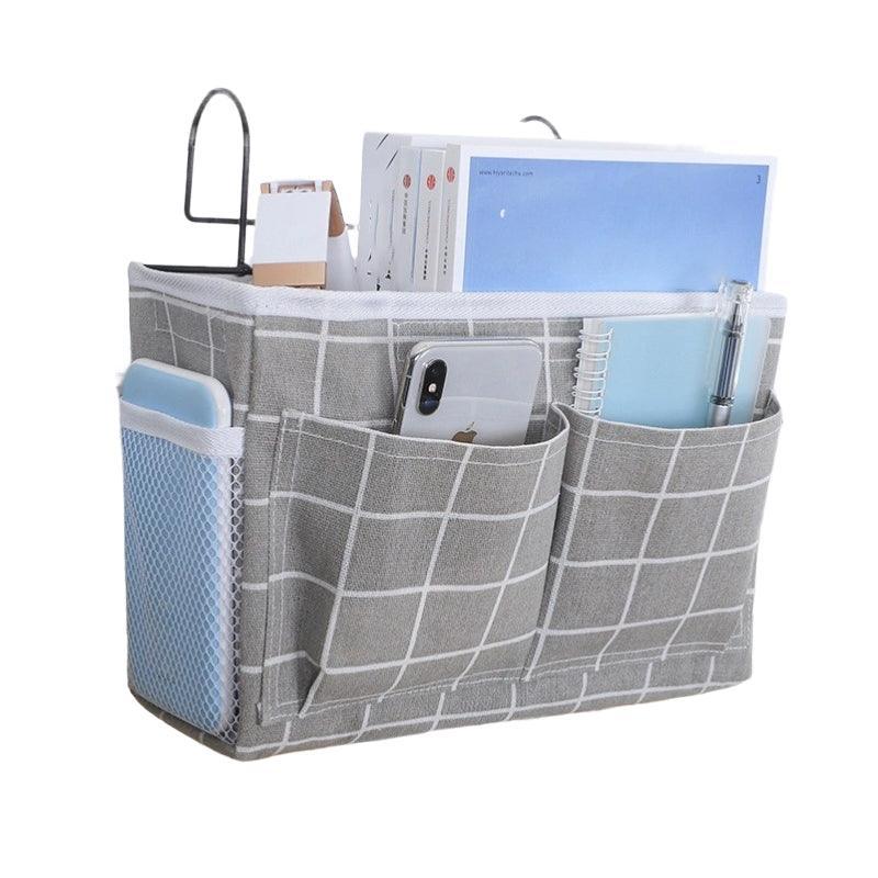 Hanging Bedside Storage Caddy with Pockets for Bunk Bed Dorm Couch Organizing - Blue Clouds