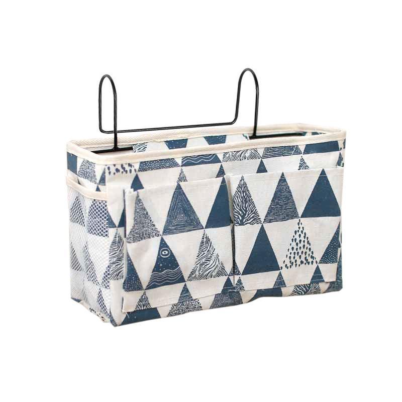 Hanging Bedside Storage Caddy with Pockets for Bunk Bed Dorm Couch Organizing - Blue Clouds