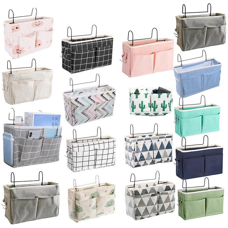 Hanging Bedside Storage Caddy with Pockets for Bunk Bed Dorm Couch Organizing - Grey