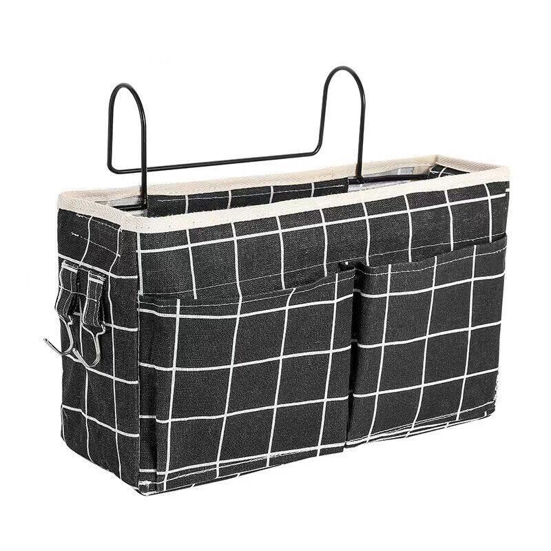 Hanging Bedside Storage Caddy with Pockets for Bunk Bed Dorm Couch Organizing - Grey