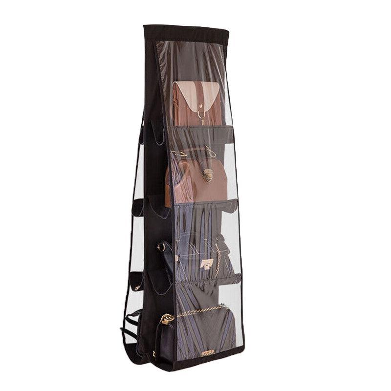 8 Pocket Double-sided Bag Handbag Storage Holder Hanging Organizer Shelf - Grey