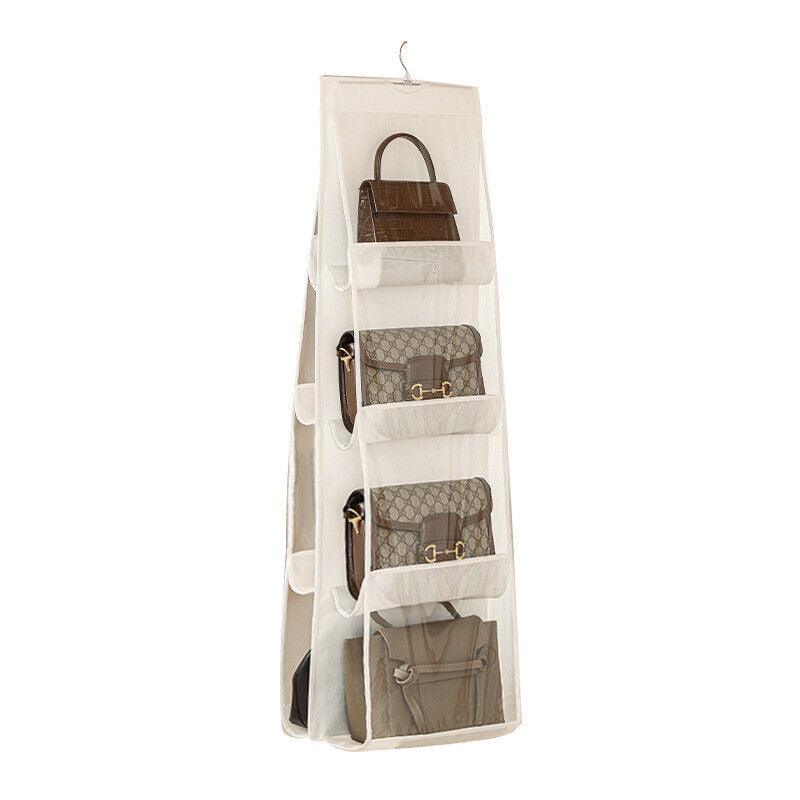 8 Pocket Double-sided Bag Handbag Storage Holder Hanging Organizer Shelf - Grey